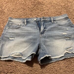 Time and Tru Blue Distressed Jean Shorts